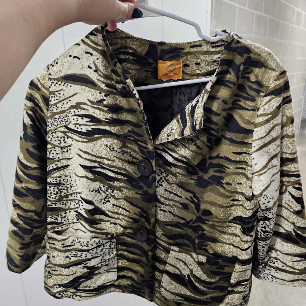 Ruby Rd. Olive and Black Patterned Jacket